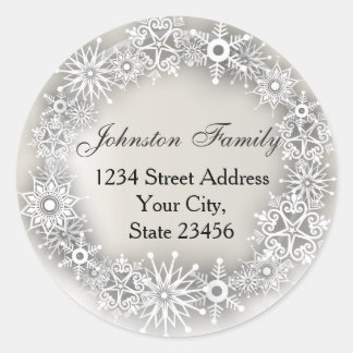 Snowflakes Wreath Personalized Christmas Stickers