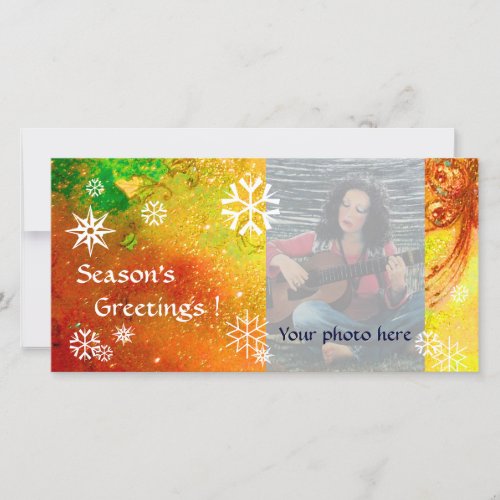 SNOWFLAKES yellowredbrownorangegreenwhite Holiday Card