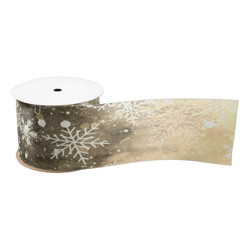 SnowflakesGoldChristmas  Satin Ribbon