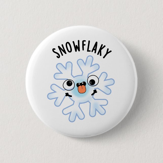 Snowflaky Funny Snow Flake Pun  Button (Front)