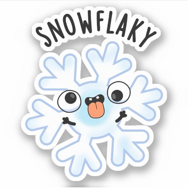 Snowflaky Funny Snow Flake Pun  Sticker (Front)