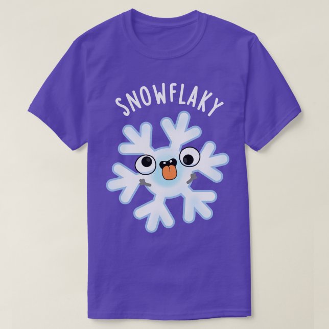 Snowflaky Funny Snow Flake Pun T-Shirt (Design Front)