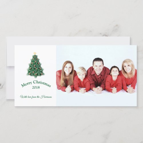 Snowflkae Christmas Tree Flat Holiday Photo Card