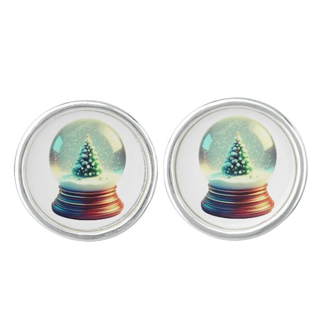 Snowg Globe Christmas Cufflinks (Front)