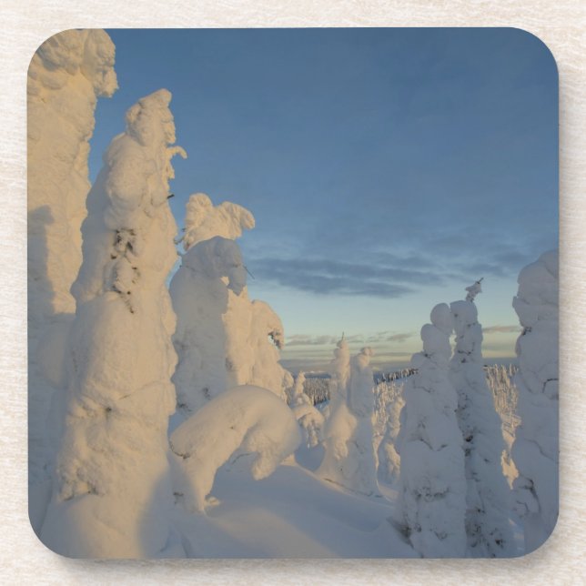 Snowghosts at sunset at Whitefish Mountain 2 Drink Coaster (Front)