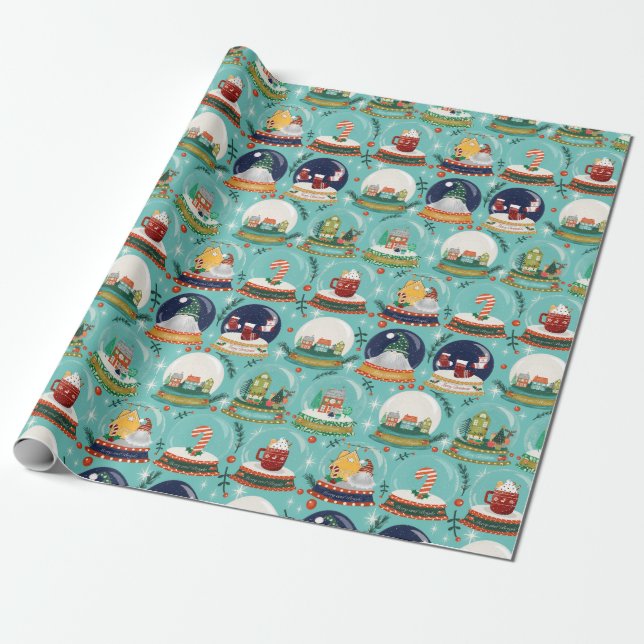 SnowGlobe//Christmas//Gnome//Gingerbread House Wrapping Paper (Unrolled)