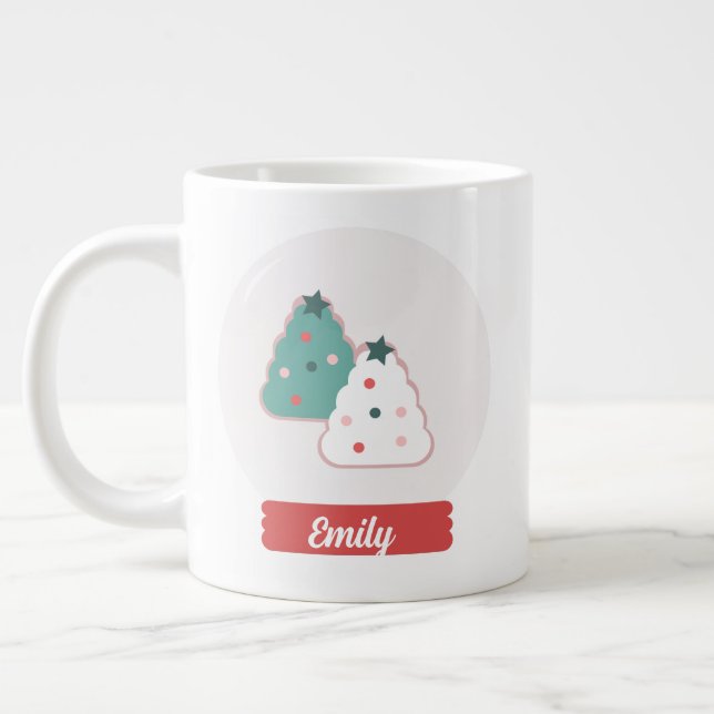Snowglobe Christmas Tree Cookies  Giant Coffee Mug (Left)