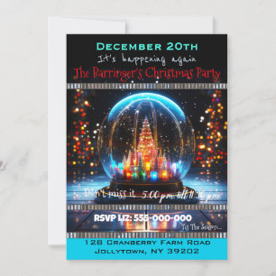Snowglobe elegant Annual Christmas Party Invitation
