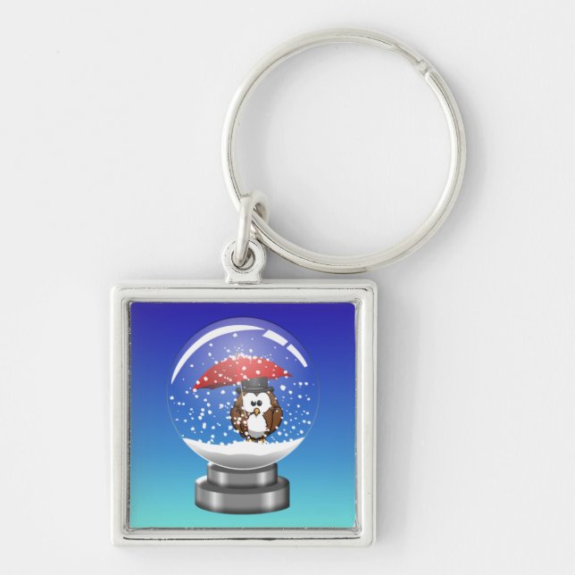 snowglobe owl keychain (Front)