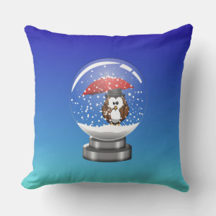 snowglobe owl throw pillow
