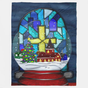 Snowglobe Whimsey Catholic Holiday Fleece Blanket