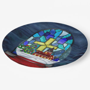 Snowglobe Whimsey Catholic Holiday Paper Plates