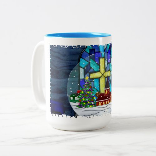 Snowglobe Whimsey Catholic Holiday Two_Tone Coffee Mug