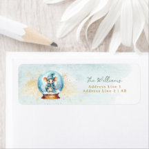 Snowglobe Winter Theme Return Address Label