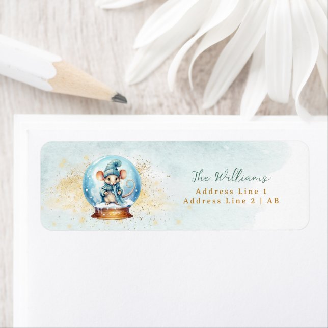 Snowglobe Winter Theme Return Address Label (Insitu)