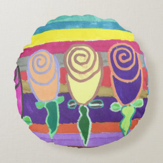 Snowie Roses Round Pillow