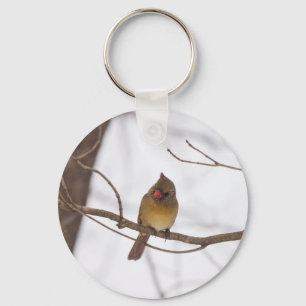 Snowing Again Says Mrs Cardinal Keychain