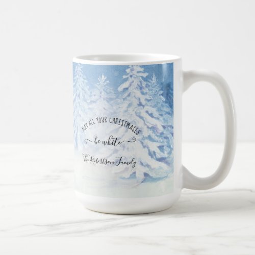 Snowing Forest Trees Deer Christmas Winter Family Coffee Mug