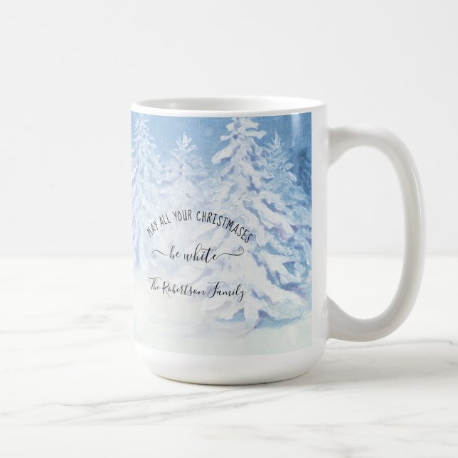 Snowing Forest Trees Deer Christmas Winter Family Coffee Mug (Right)