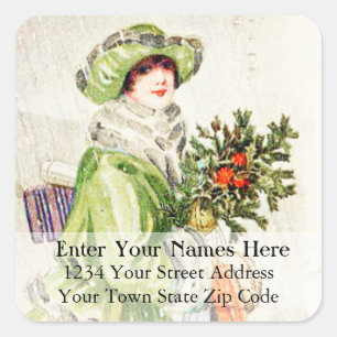 Snowing on a Christmas Shopper Address Label