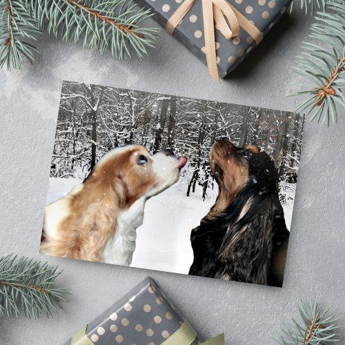 Snowing On Cavalier King Charles Spaniel Card