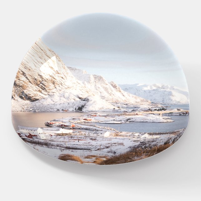 Snowing village rustic house Christmas gift Paperweight (Angled)