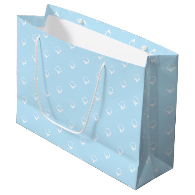 Snowing - White Snowflakes light blue Winter gift Large Gift Bag (Front Angled)