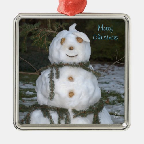 Snowlady Seashell Christmas Metal Ornament
