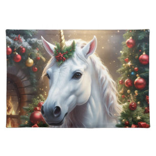 Snowlight: The Enchanted Christmas Unicorn Cloth Placemat