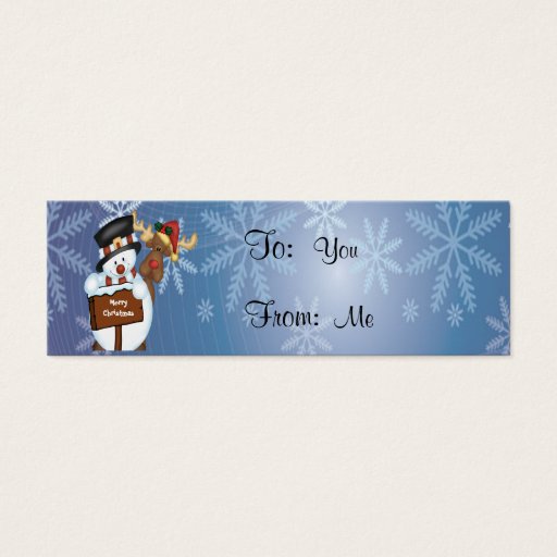 Customizable Merry Christmas Sign with Snowman and Reindeer Business Card Templates