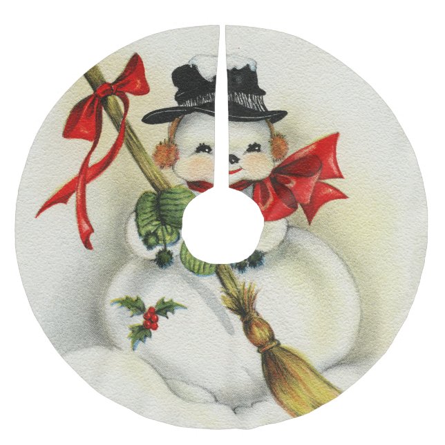 Snowman 001 brushed polyester tree skirt (Front)