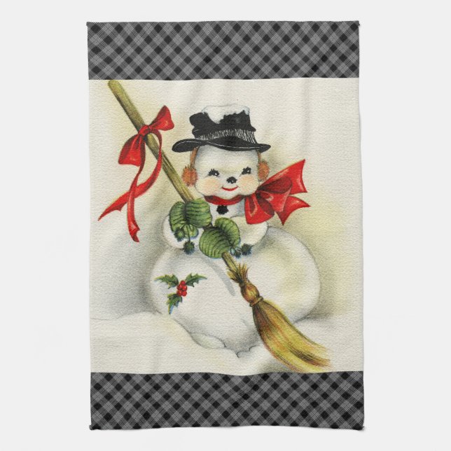 Snowman 001 kitchen towel (Vertical)