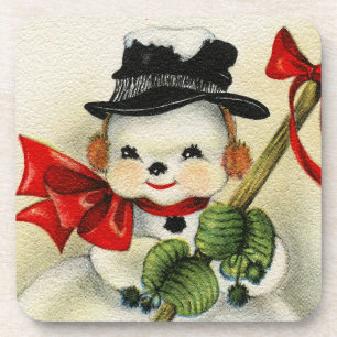 Snowman 004 beverage coaster