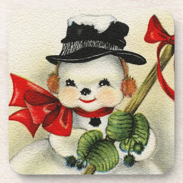 Snowman 004 beverage coaster (Front)