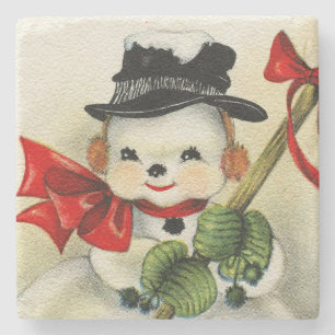 Snowman 004 stone coaster
