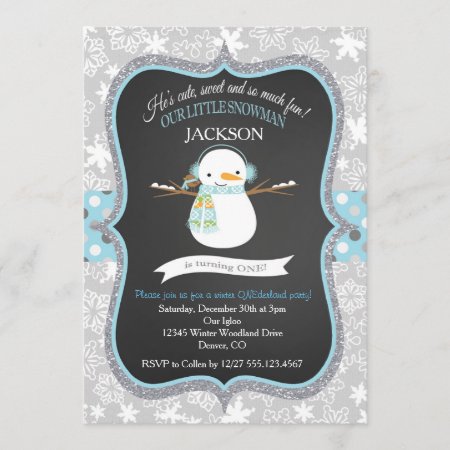Snowman 1st Birthday Winter Onederland Invitation