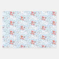 Snowy Blue Wrapping Paper Pack- 3 Count