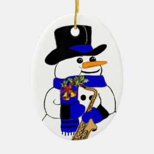 Snowman #7 ceramic ornament