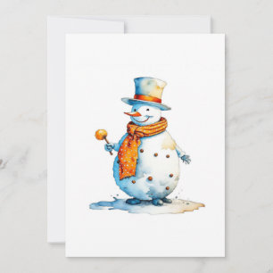 Snowman A - Watercolors Holiday Card