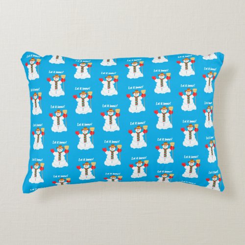 Snowman Accent Pillow With Text