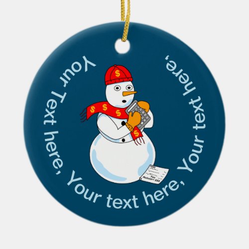 Snowman Accountant Ceramic Ornament