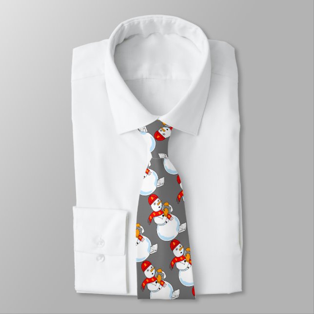 Snowman Accountant Neck Tie (Tied)