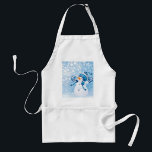 Snowman Adult Apron<br><div class="desc">Snowman Playing in the Snow with Blue Background</div>
