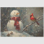 Snowman and a Cardinal Oil Painting Decoupage Tissue Paper<br><div class="desc">A heartwarming oil painting featuring a cheerful snowman and a bright red cardinal,  capturing the cozy magic of wintertime.</div>
