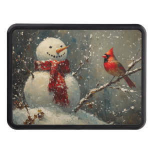 Snowman and a Cardinal Oil Painting Hitch Cover