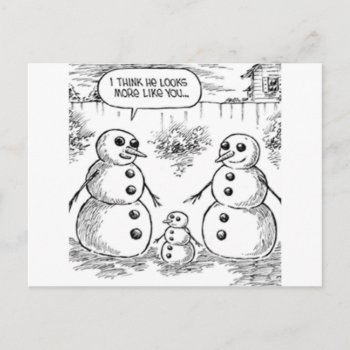 Snowman And Baby Postcard by Unique_Christmas at Zazzle