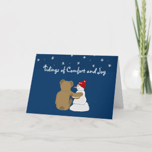 Snowman and Bear Friendship Holiday Card