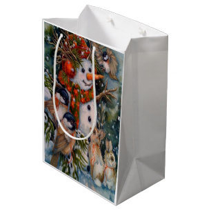 Snowman And bird Medium Gift Bag