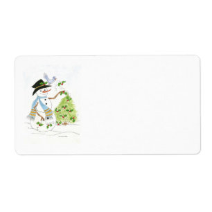 Snowman  and Bluebird Address Label