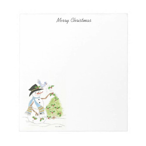 Snowman and Bluebird Holiday note pad